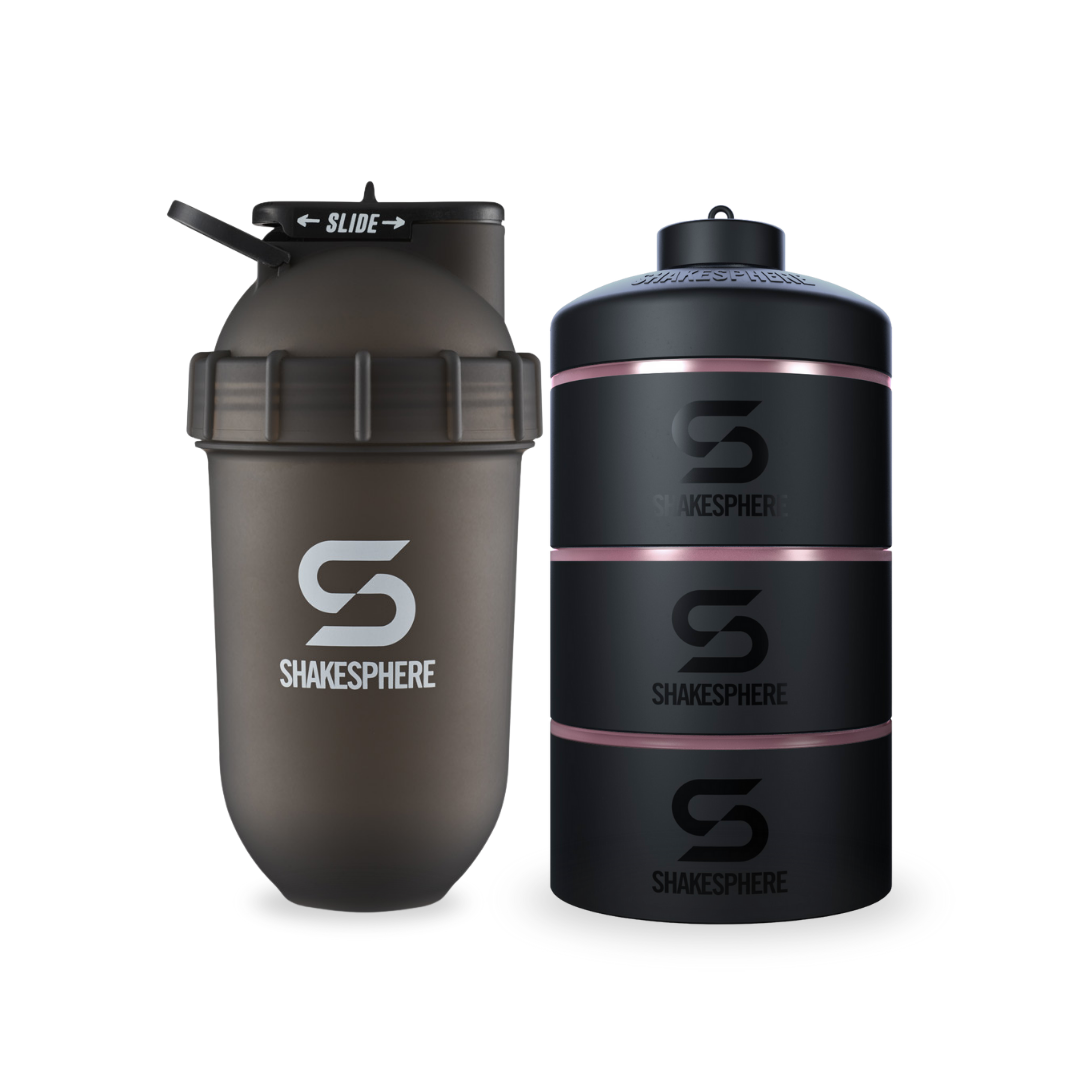 Tumbler ShakeSphere Original  Frosted Black/White Logo - Embudo Rosa