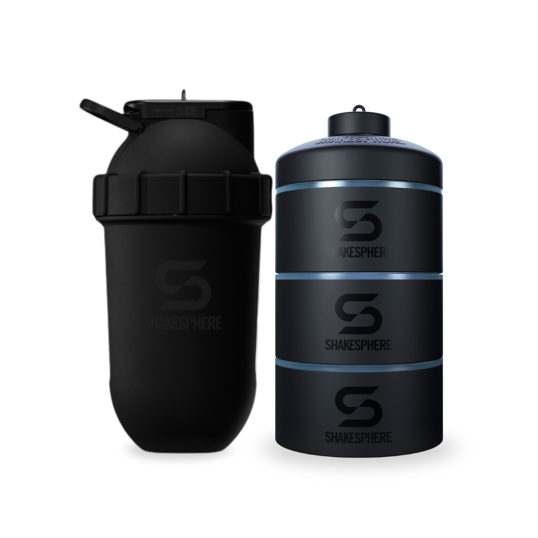 Tumbler ShakeSphere Original Glossy Black / Black Logo - Embudo Cyan