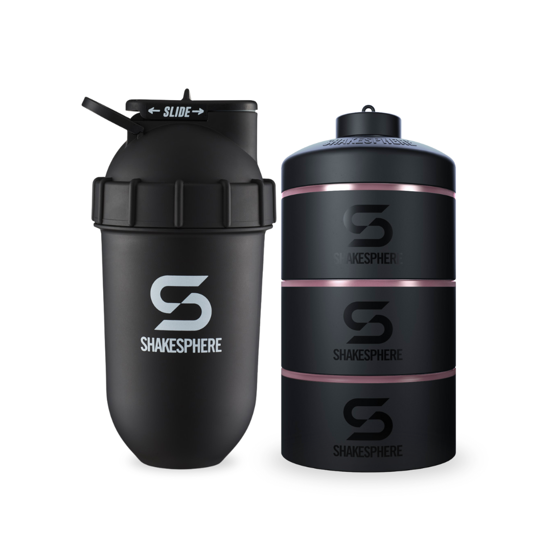 Tumbler ShakeSphere Original  Matte Black / White Logo - Embudo Rosa