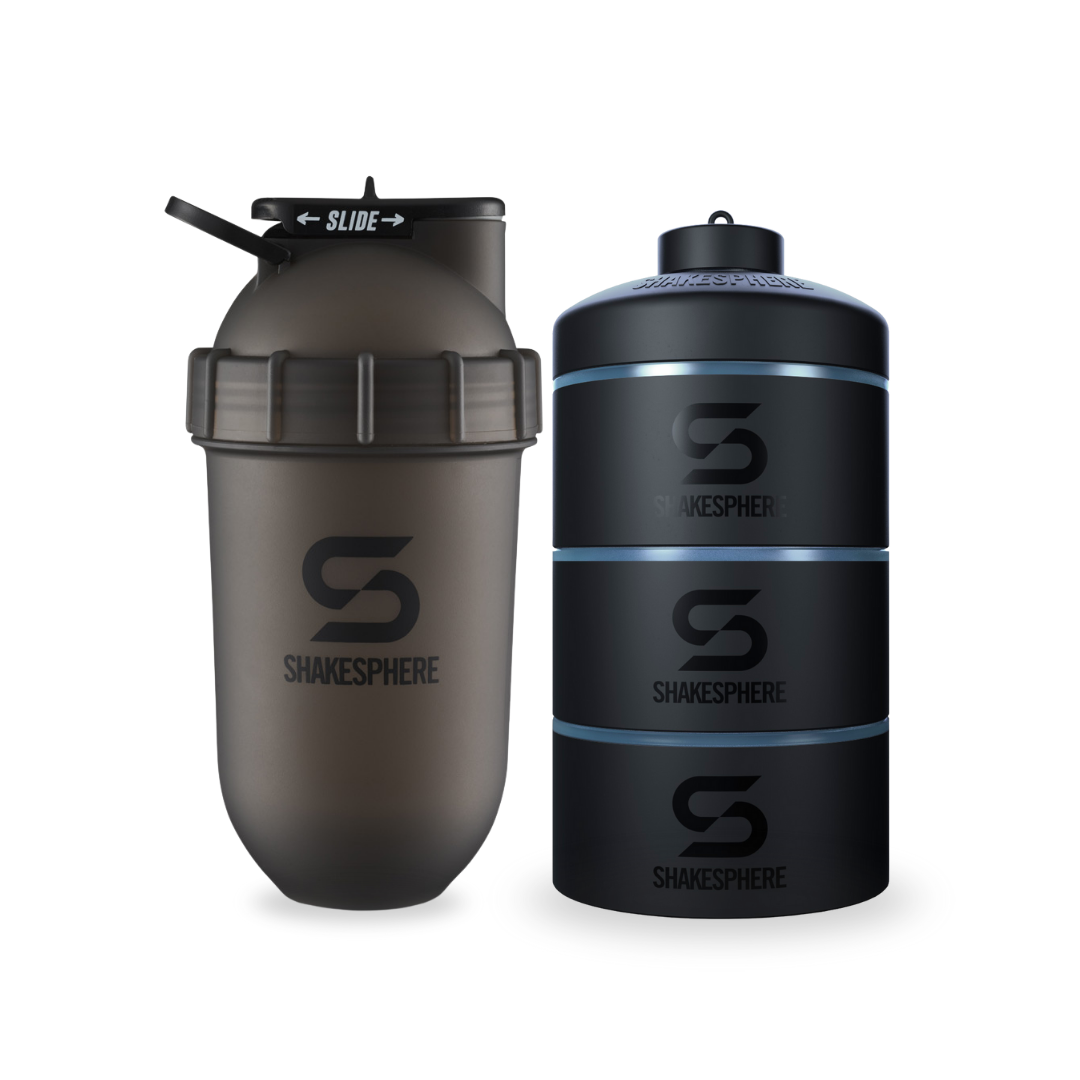 Tumbler ShakeSphere Original Frosted Black/ Black Logo - Embudo Cyan