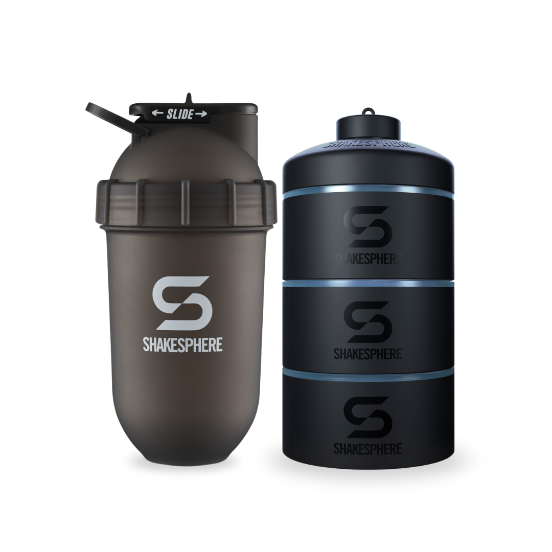 Tumbler ShakeSphere Original Frosted Black/ White Logo - Embudo Cyan
